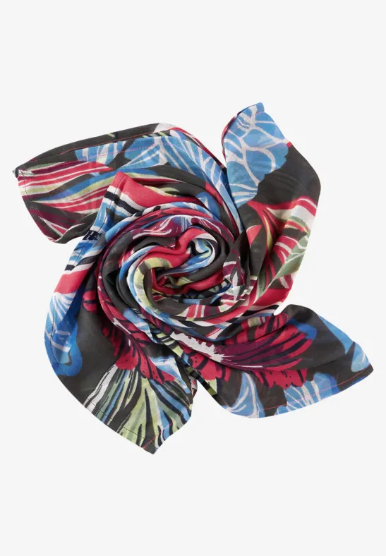 Ronde sjaal met Hawaï-print easy khaki