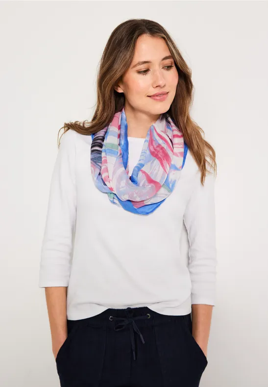 Ronde modal sjaal met printmix vanilla white