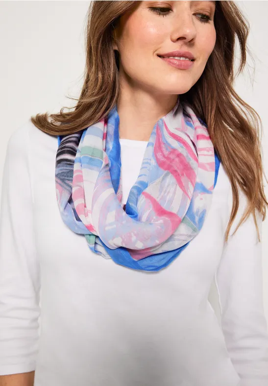 Ronde modal sjaal met printmix vanilla white
