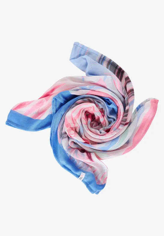 Ronde modal sjaal met printmix vanilla white