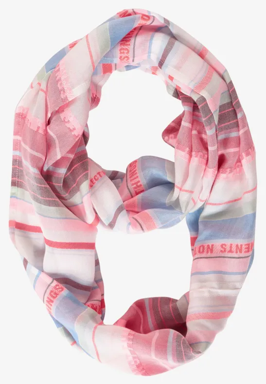 Gestreepte ronde sjaal vanilla white