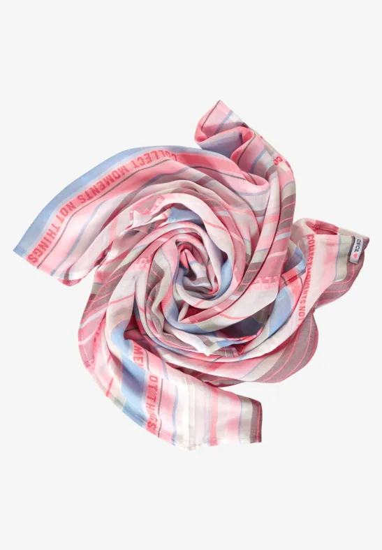 Gestreepte ronde sjaal vanilla white