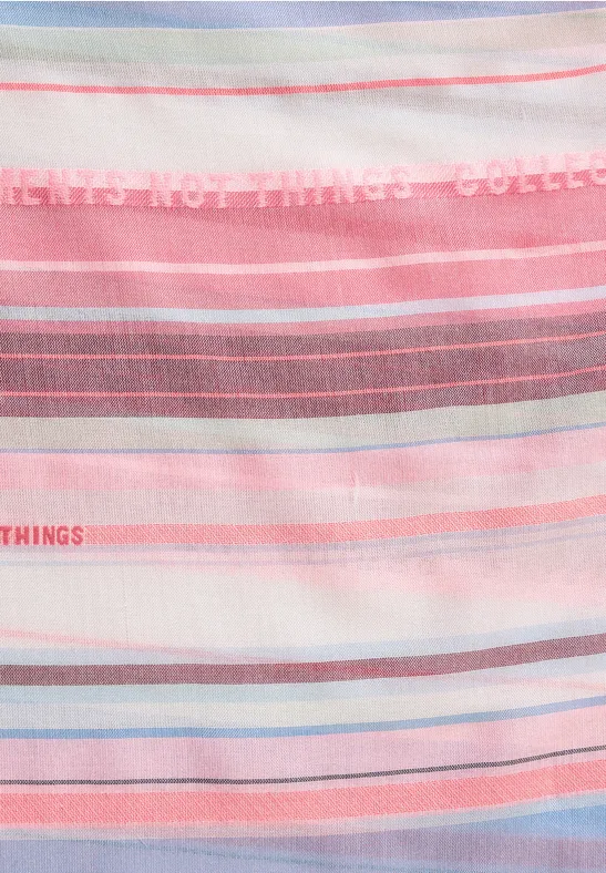 Gestreepte ronde sjaal vanilla white