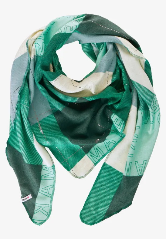 Driehoekige halsdoek met ruitpatroon evergreen