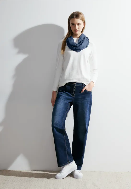 Ronde sjaal in effen kleur casual denim blue