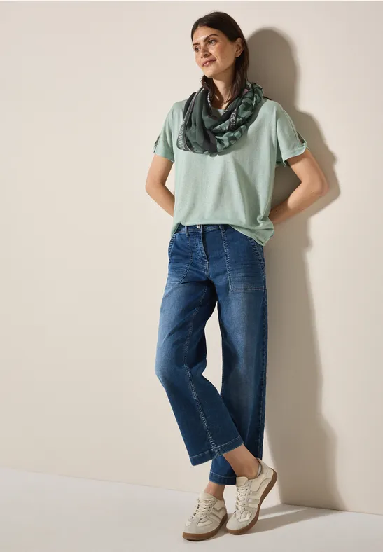 Gemusterter Loop-Schal dark balmy khaki