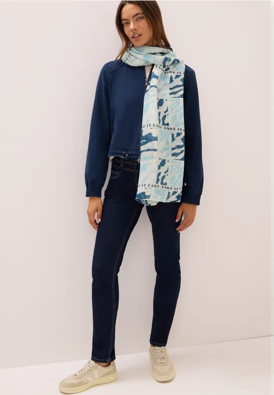 Gemusterter Plissée Schal dark navy blue