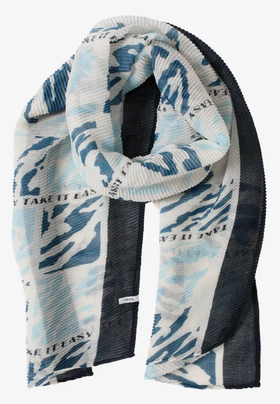 Gemusterter Plissée Schal dark navy blue