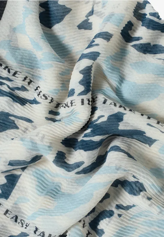 Gemusterter Plissée Schal dark navy blue