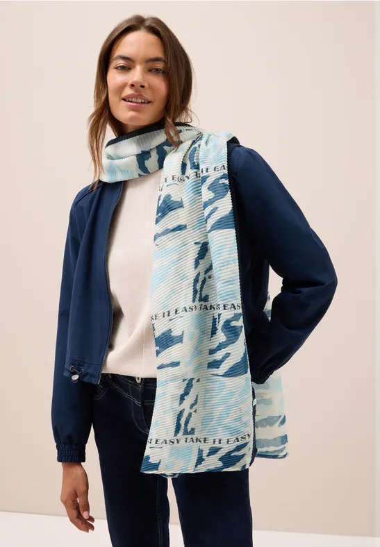 Gemusterter Plissée Schal dark navy blue
