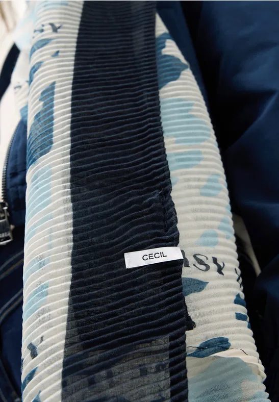 Gemusterter Plissée Schal dark navy blue