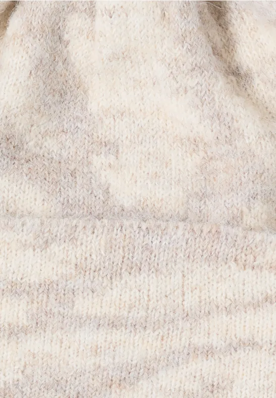 Beanie mit Zebramuster desert beige melange