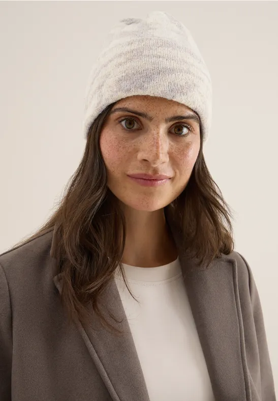 Beanie mit Zebramuster desert beige melange