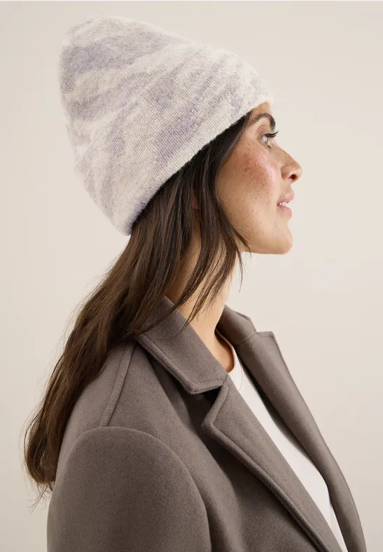 Beanie mit Zebramuster desert beige melange