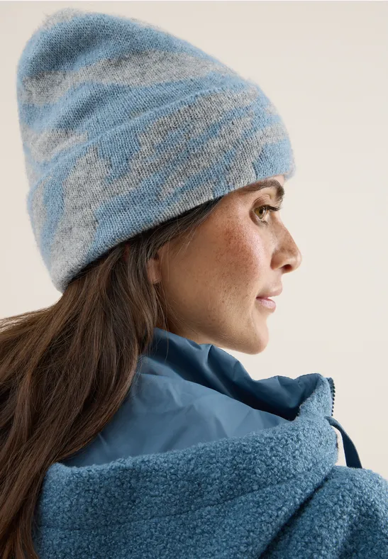 Bonnet avec motif zèbre moonstone blue melange