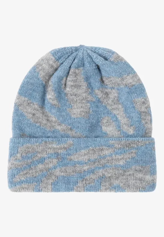 Bonnet avec motif zèbre moonstone blue melange