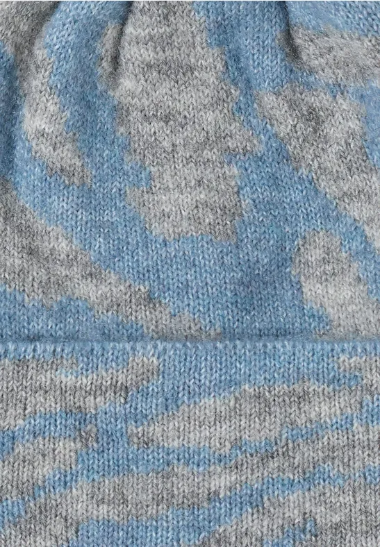 Bonnet avec motif zèbre moonstone blue melange