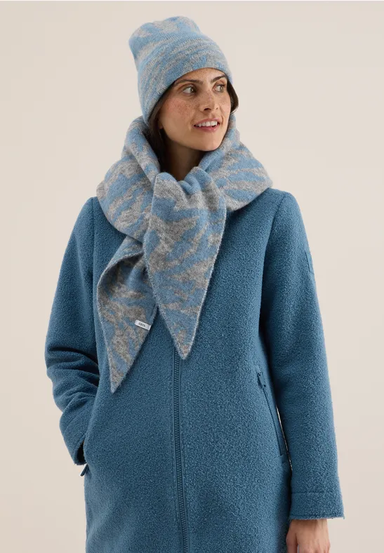 Bonnet avec motif zèbre moonstone blue melange