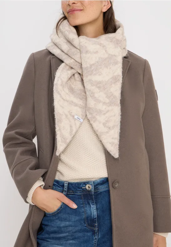Foulard triangulaire avec motif zèbre desert beige melange
