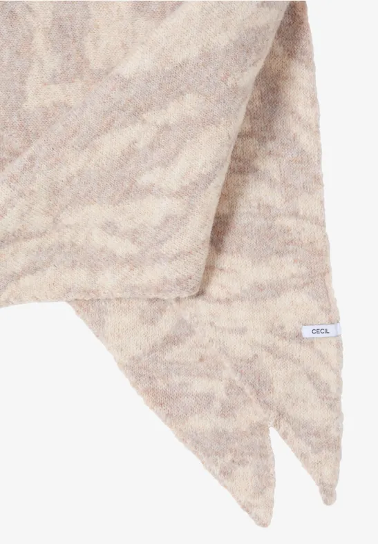 Foulard triangulaire avec motif zèbre desert beige melange