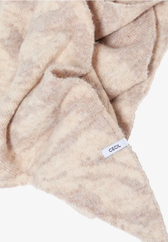 Foulard triangulaire avec motif zèbre desert beige melange