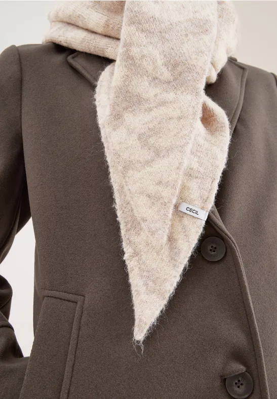 Foulard triangulaire avec motif zèbre desert beige melange
