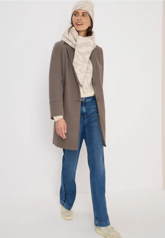 Foulard triangulaire avec motif zèbre desert beige melange