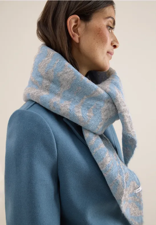Dreieckstuch mit Zebramuster moonstone blue melange