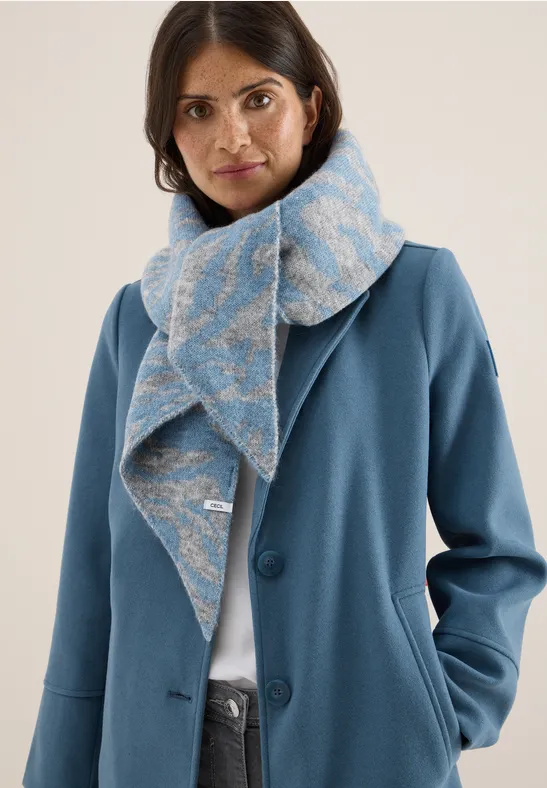Dreieckstuch mit Zebramuster moonstone blue melange