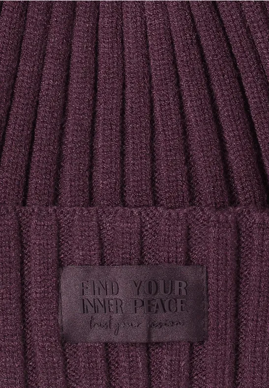 Strickmütze in Unifarbe dark plum