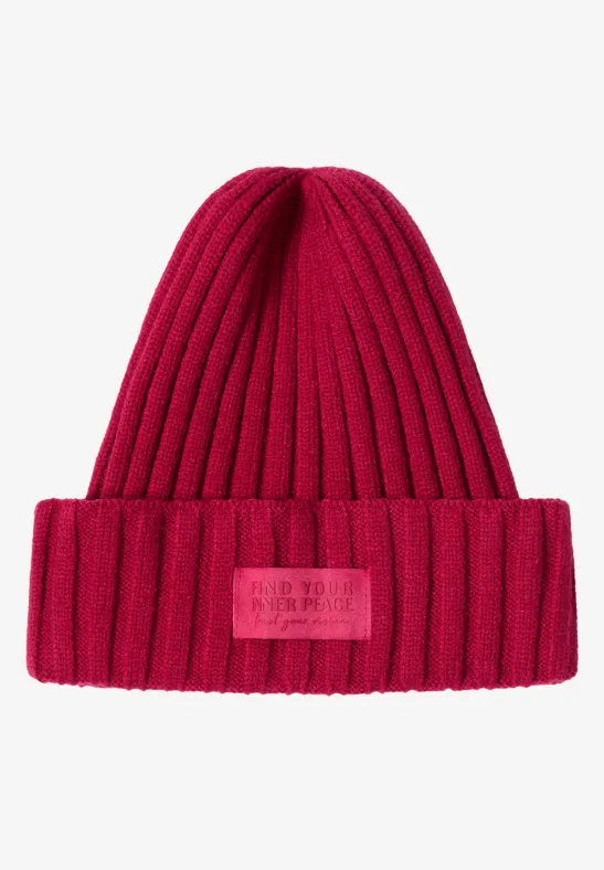 Strickmütze in Unifarbe beaujolais red