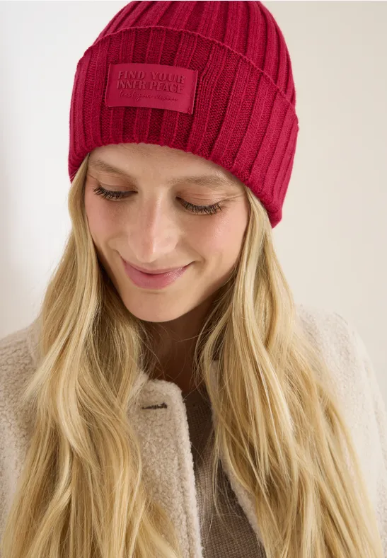 Strickmütze in Unifarbe beaujolais red