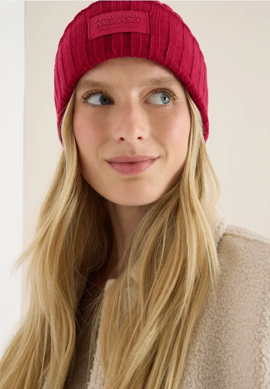Strickmütze in Unifarbe beaujolais red