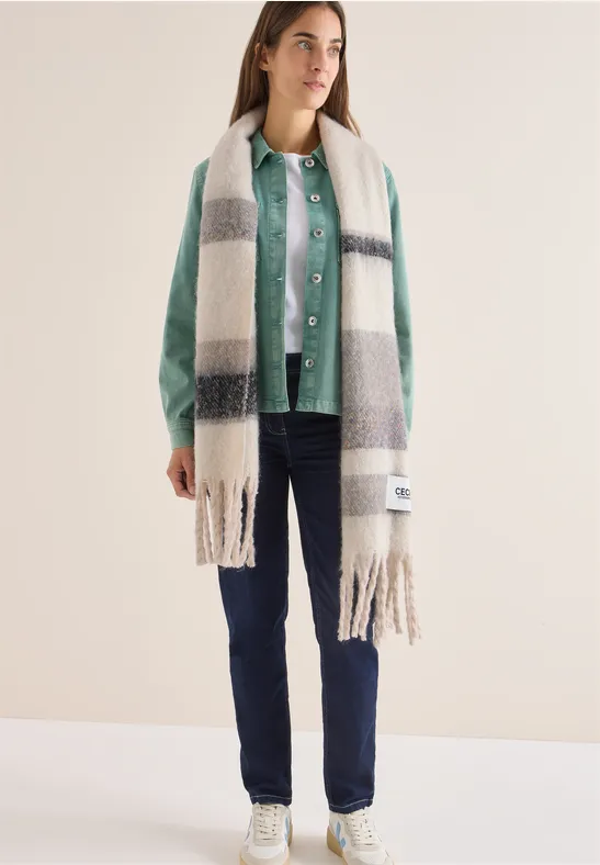 Gestreepte sjaal cloudy silver melange