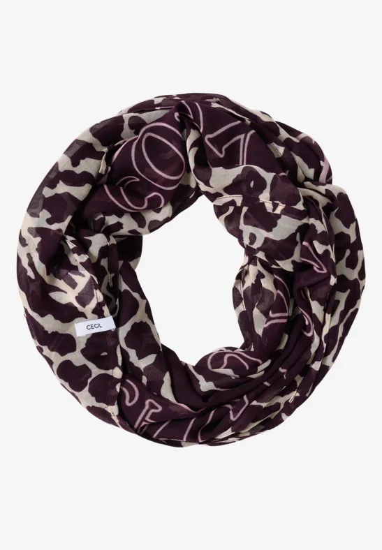 Gemusterter Loop Schal eggplant red