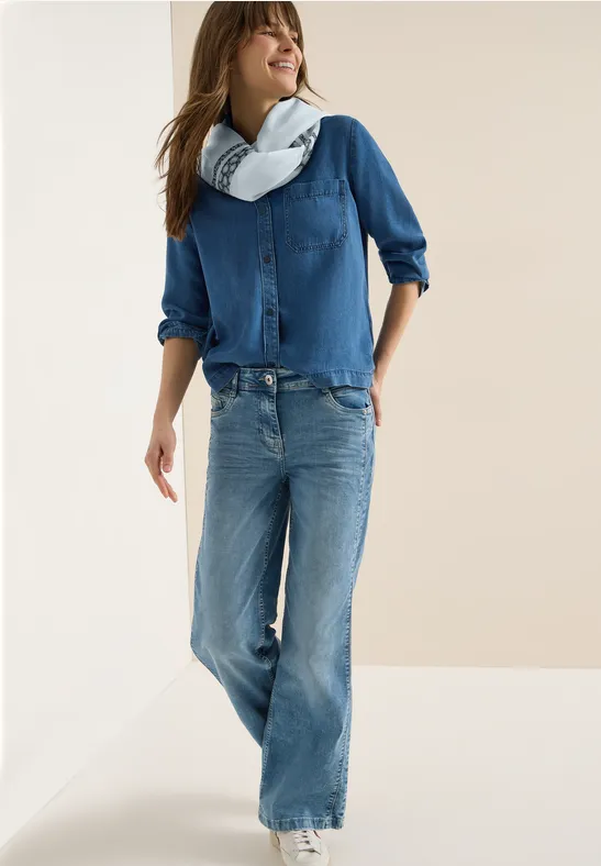 Lussjaal met leostrepen watercolour blue