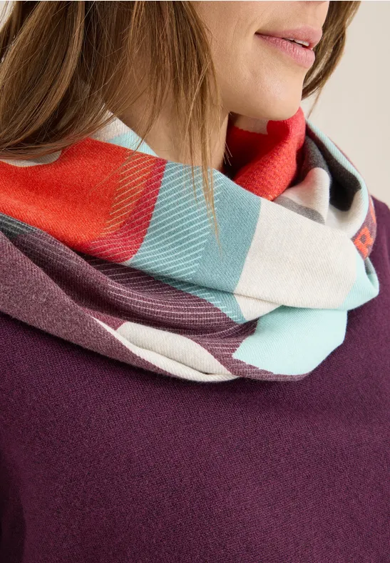 Cosy Loopschal mit Print eggplant red