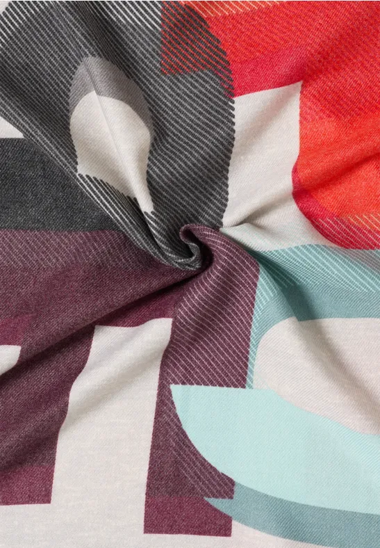 Cosy Loopschal mit Print eggplant red