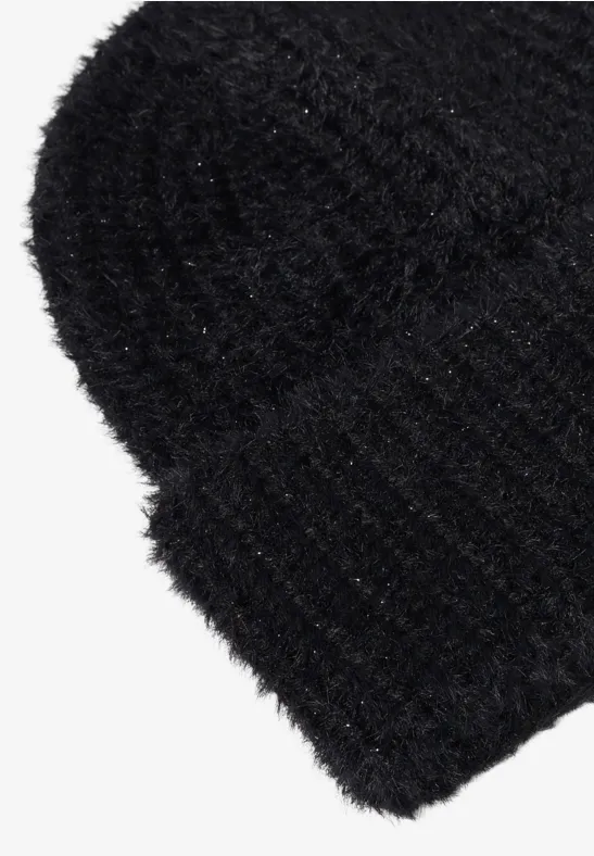 Zachte gebreide muts Black