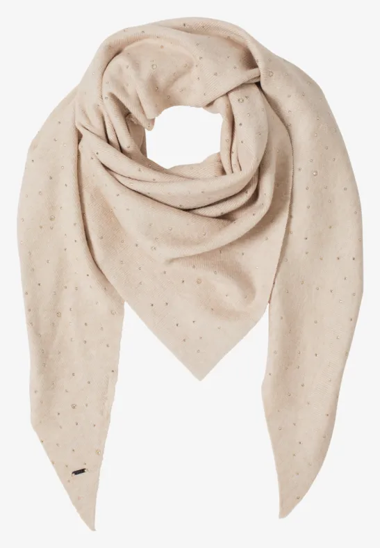 Schal mit Schmucksteinen desert beige melange