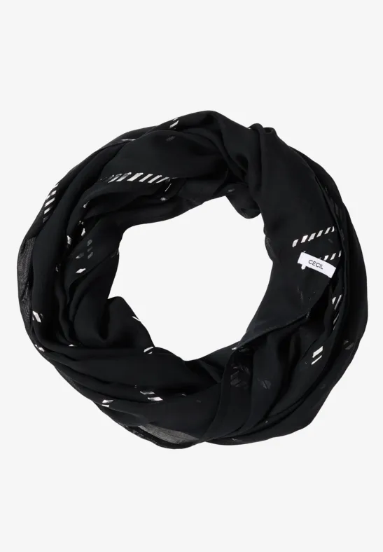 Sjaal met lus en foliedetails Black