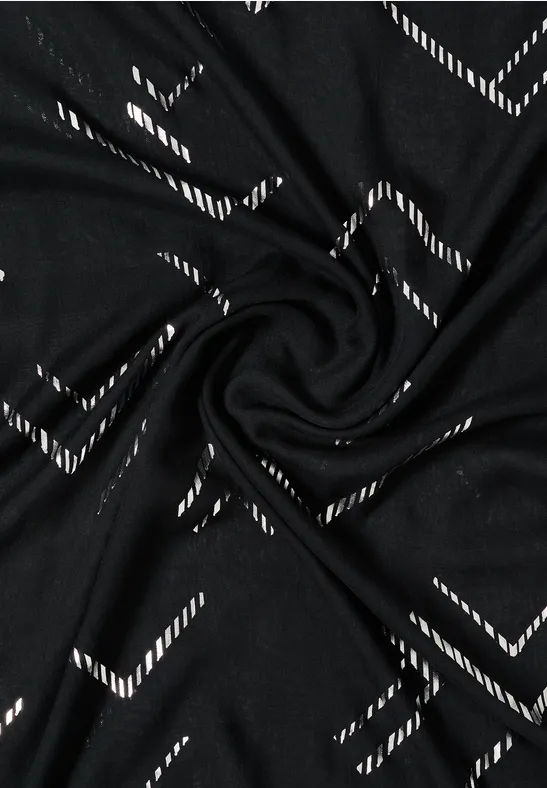 Sjaal met lus en foliedetails Black