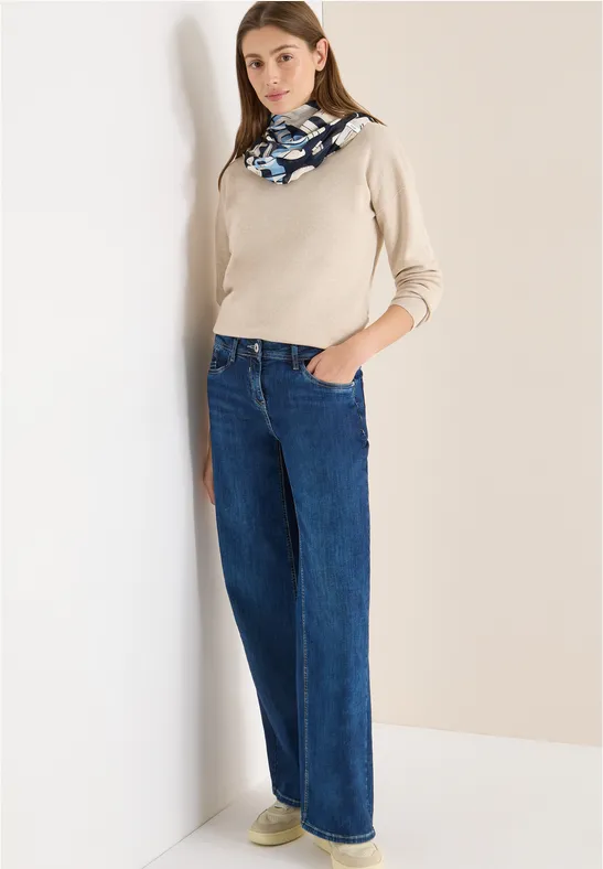 Gemusterter Loop-Schal universal blue