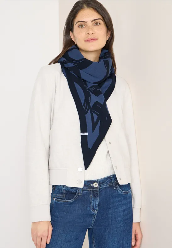 Foulard triangulaire à motifs universal blue