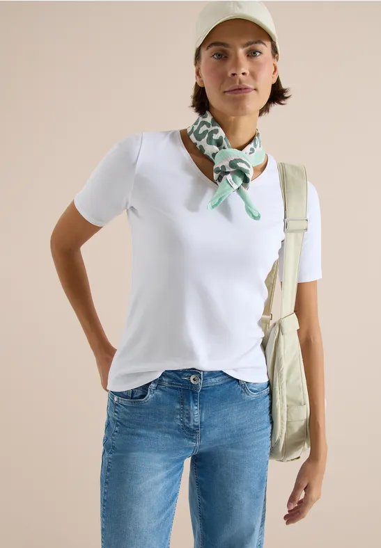 Bandana met textuur en leoprint macadamia beige