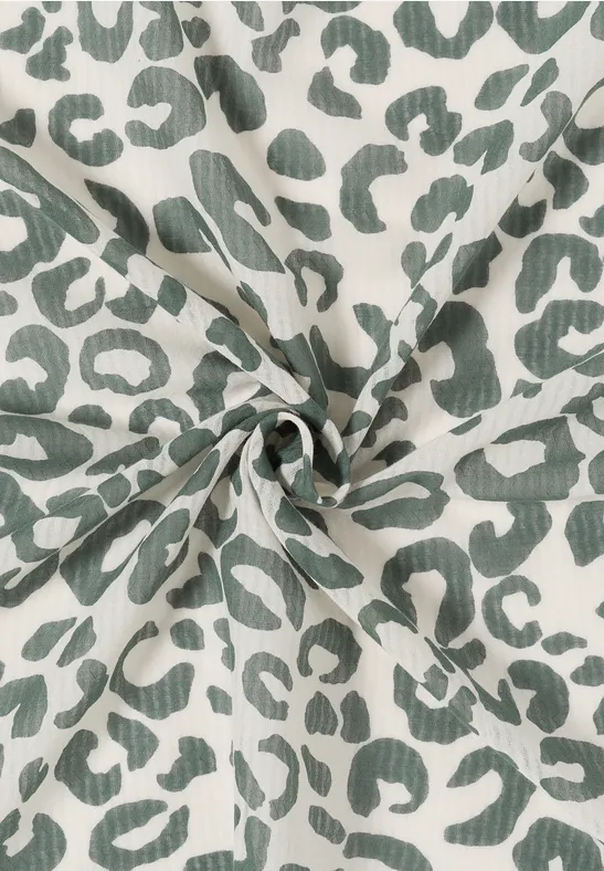 Bandana met textuur en leoprint macadamia beige