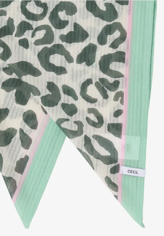 Bandana met textuur en leoprint macadamia beige