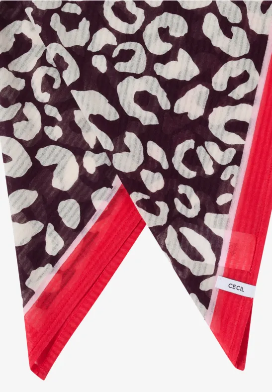 Bandana met textuur en leoprint rich burgundy
