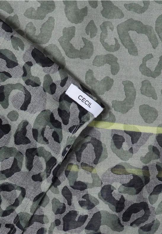 Loop-sjaal in uitgebleekte look met luipaardpatroon dried olive green