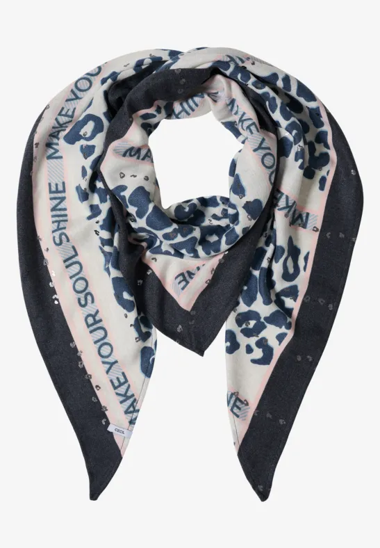 Foulard triangulaire à motif léopard dark navy blue